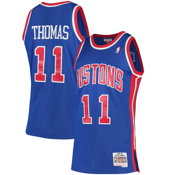Maillot Detroit Pistons Homme Isiah Thomas 11 Classics Swingman Bleu